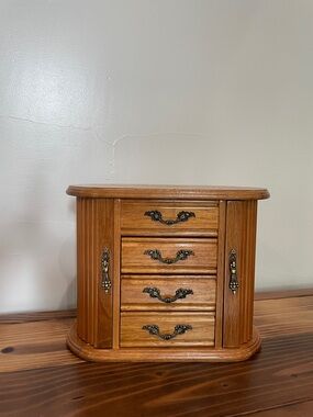 Vintage Mele & Co. Wooden Armoire Jewelry Box